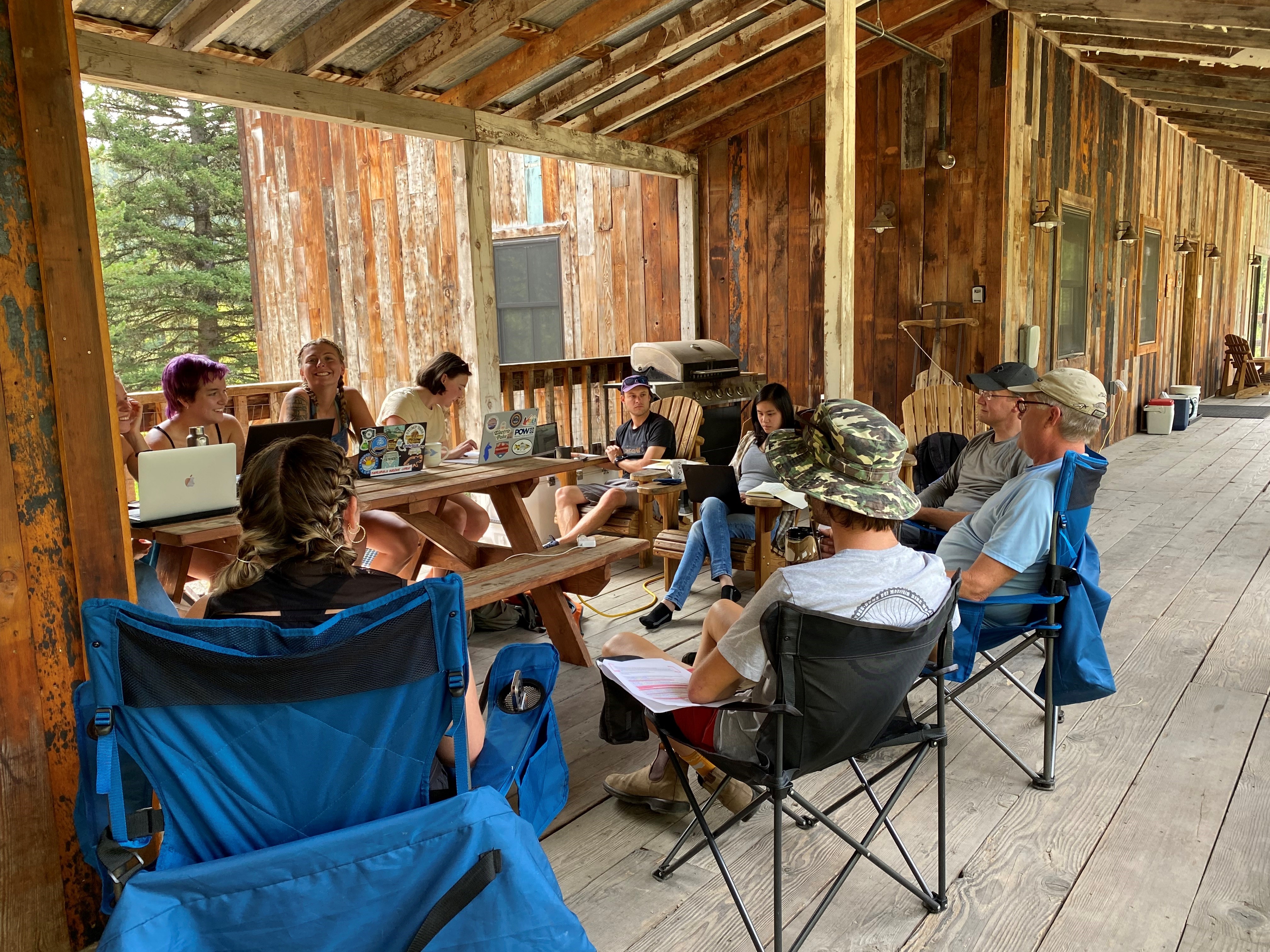 NRT trainees and faculty plan their field sampling trip during the NRT annual retreat in Big Sky Montana.