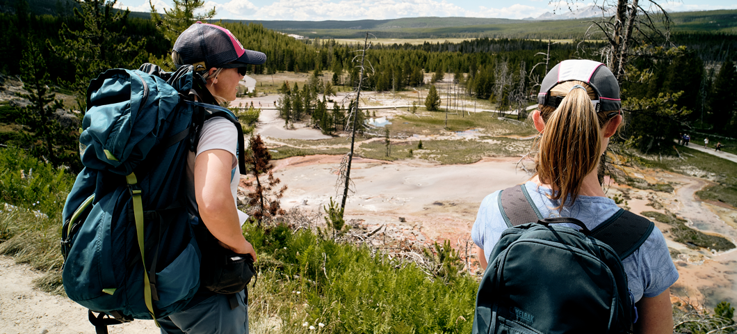 Graduate students in the Master of Science in Science Education program join MSU professors Dana Skorupa and Brent Peyton to learn about thermal biology in Yellowstone National Park. Photo by Kelly Gorham. 
