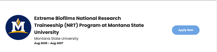 Screenshot of the Extreme Biofilms NRT Opportuinity on the NSF ETAP website