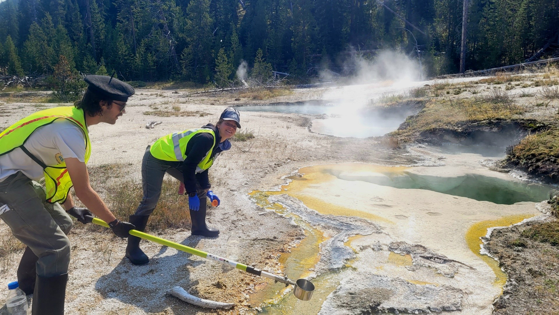 NRT trainees working in Yellowstone National Park during their 'Frontiers in Extreme Biofilms' NRT course. 
