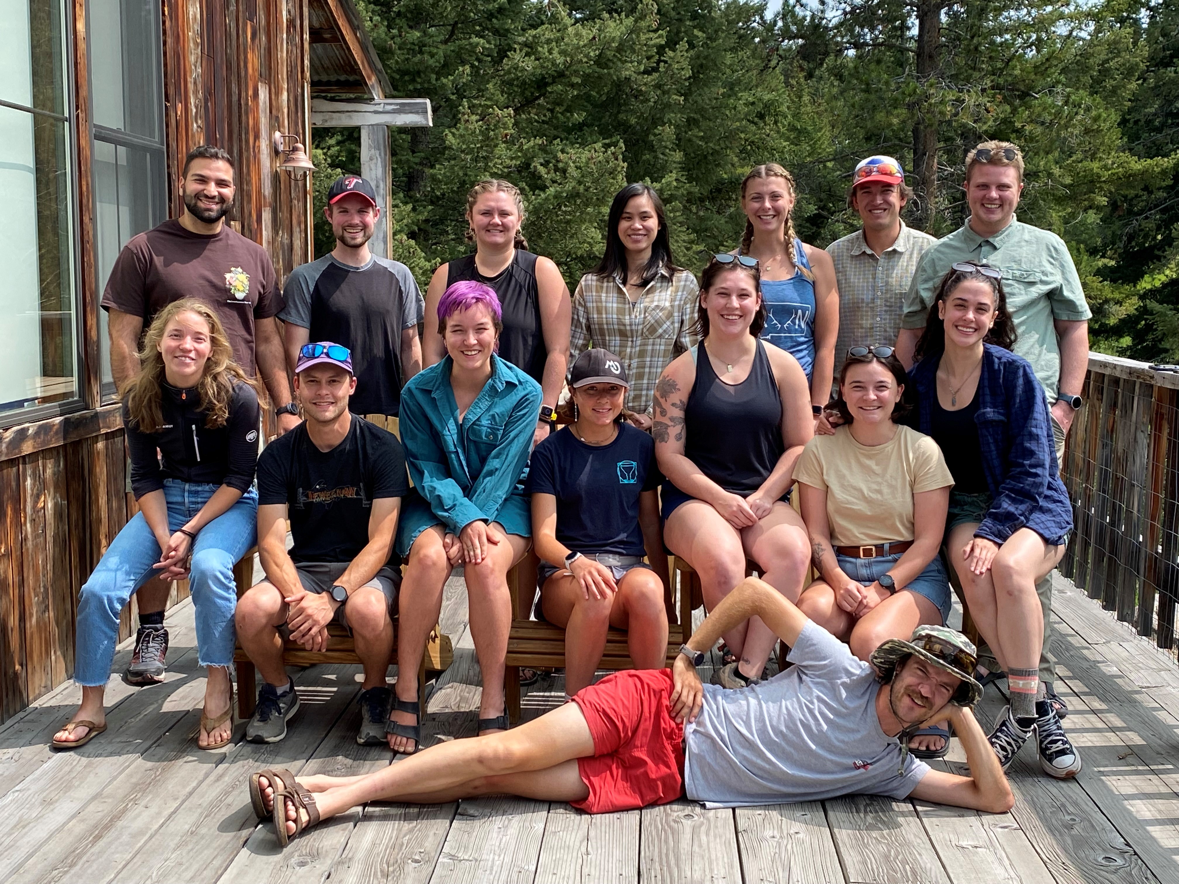 Group photo of the 2022 and 2023 NRT trainees at the NRT annual retreat in Big Sky Montana.