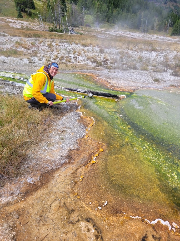 Image of a student working in Yellowstone National Park. 