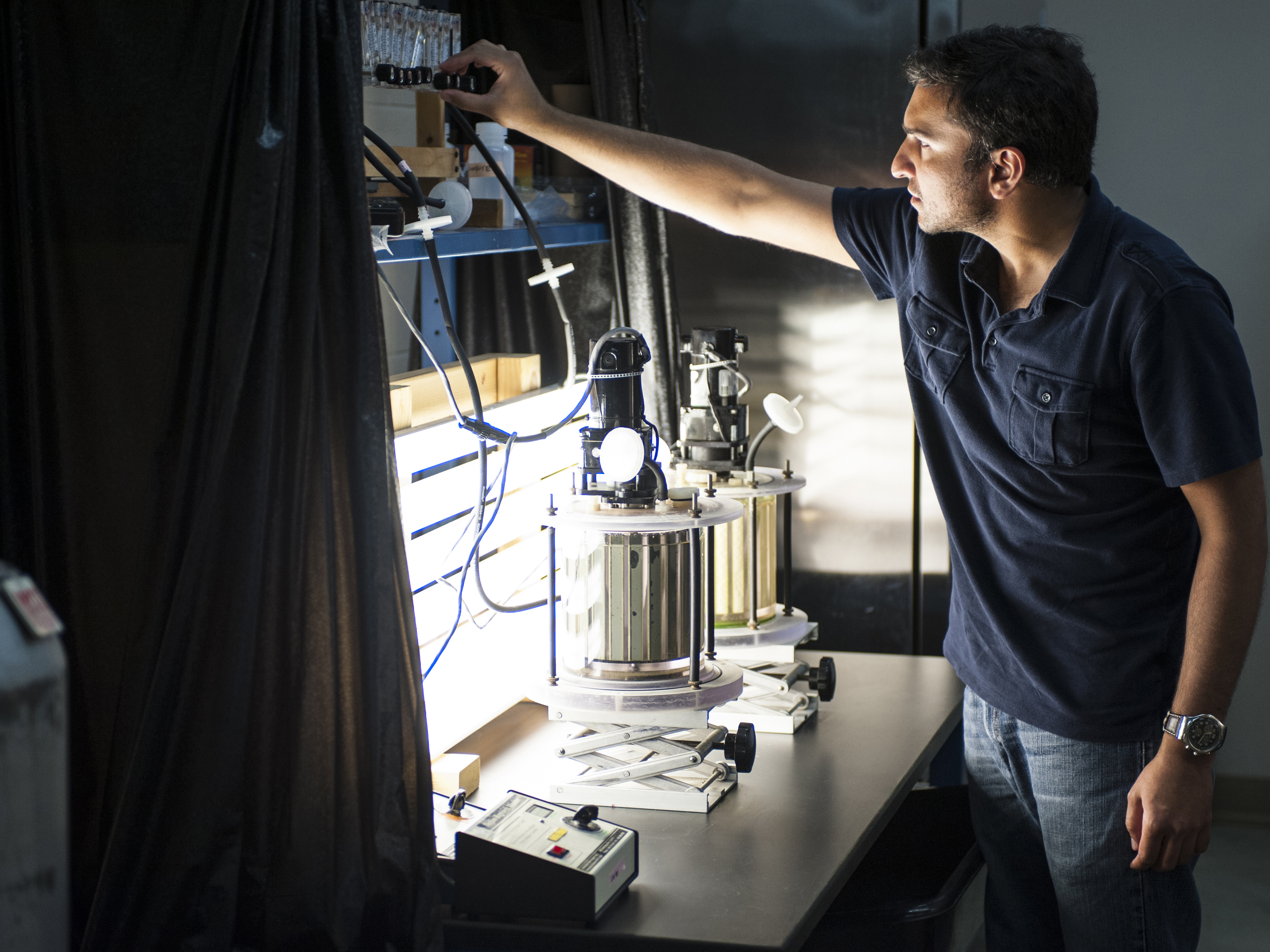 Image of graduate student in the lab. 