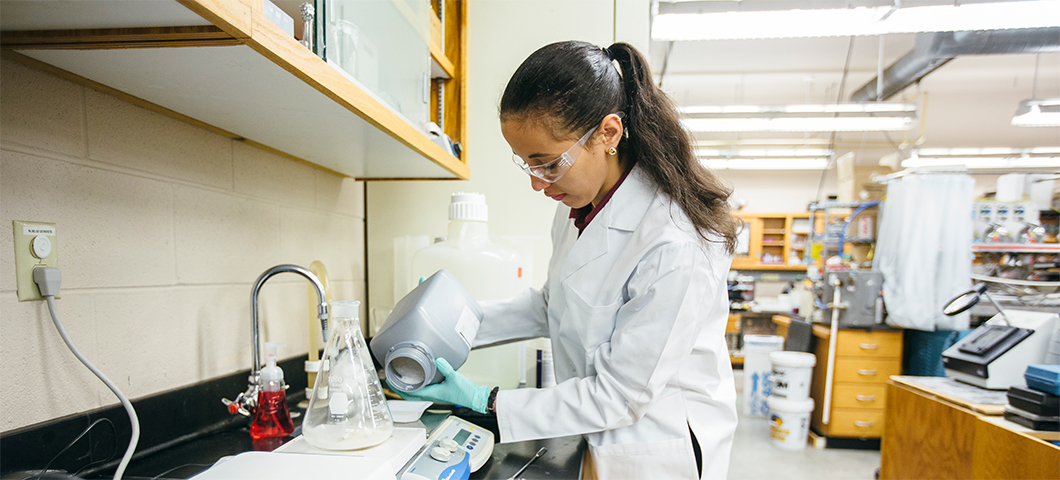Photo of student in lab.