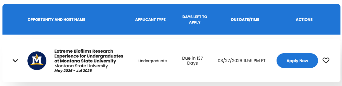 image of program search on the NSF ETAP website. 
